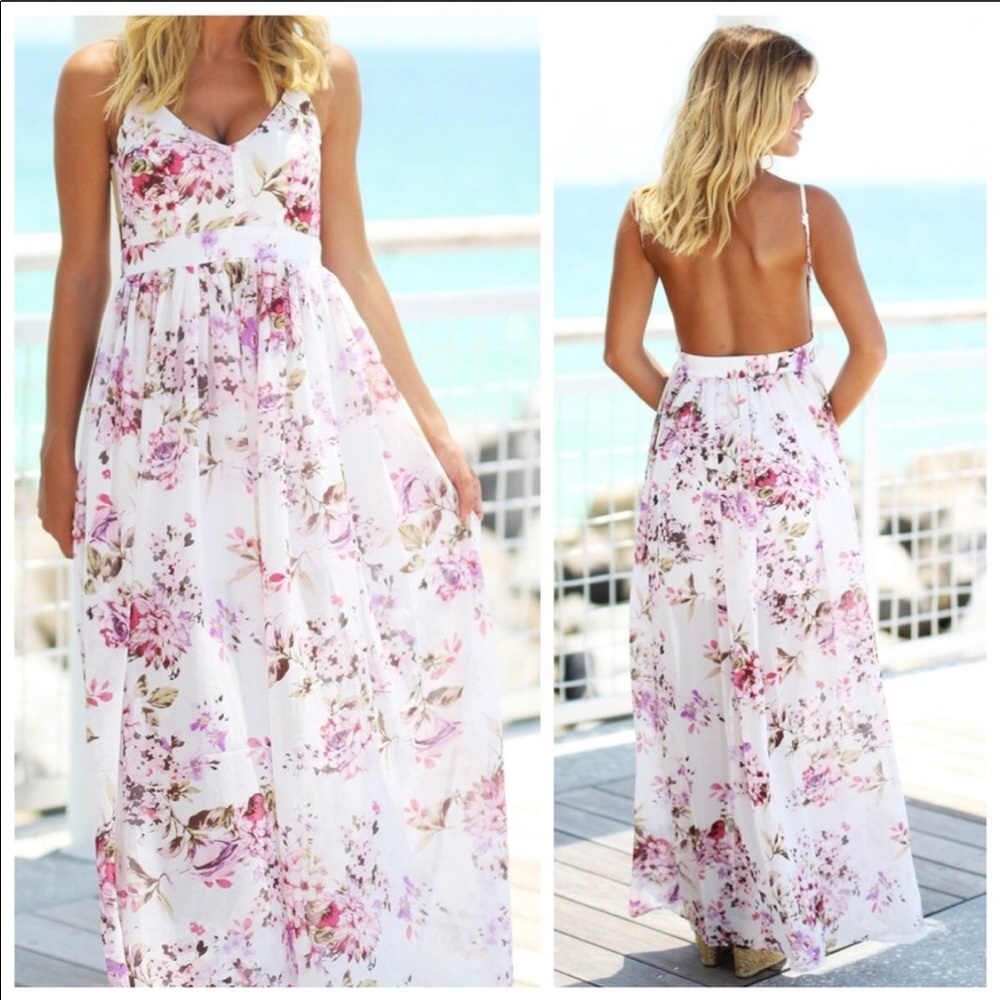 [ Primrose ] White Floral Maxi Dress